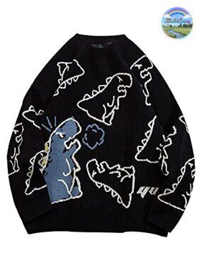 Oversized Vintage Dinosaur Sweater Kawaii Pullover Harajuku Y2K Streetwear